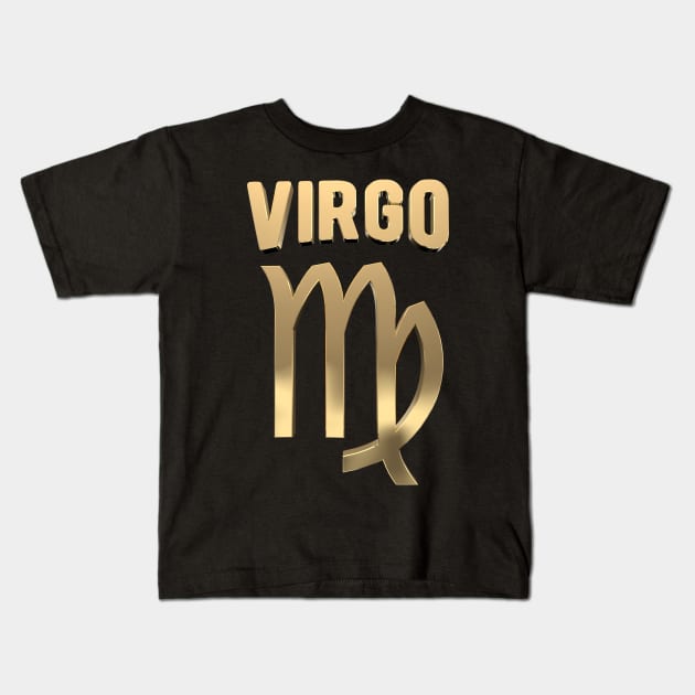 Gold Zodiac Sign Virgo Born in September Gift Kids T-Shirt by HappyGiftArt